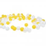 100 vnt. spalvotų plastikinių kamuoliukų 5.5 cm. balti - geltoni